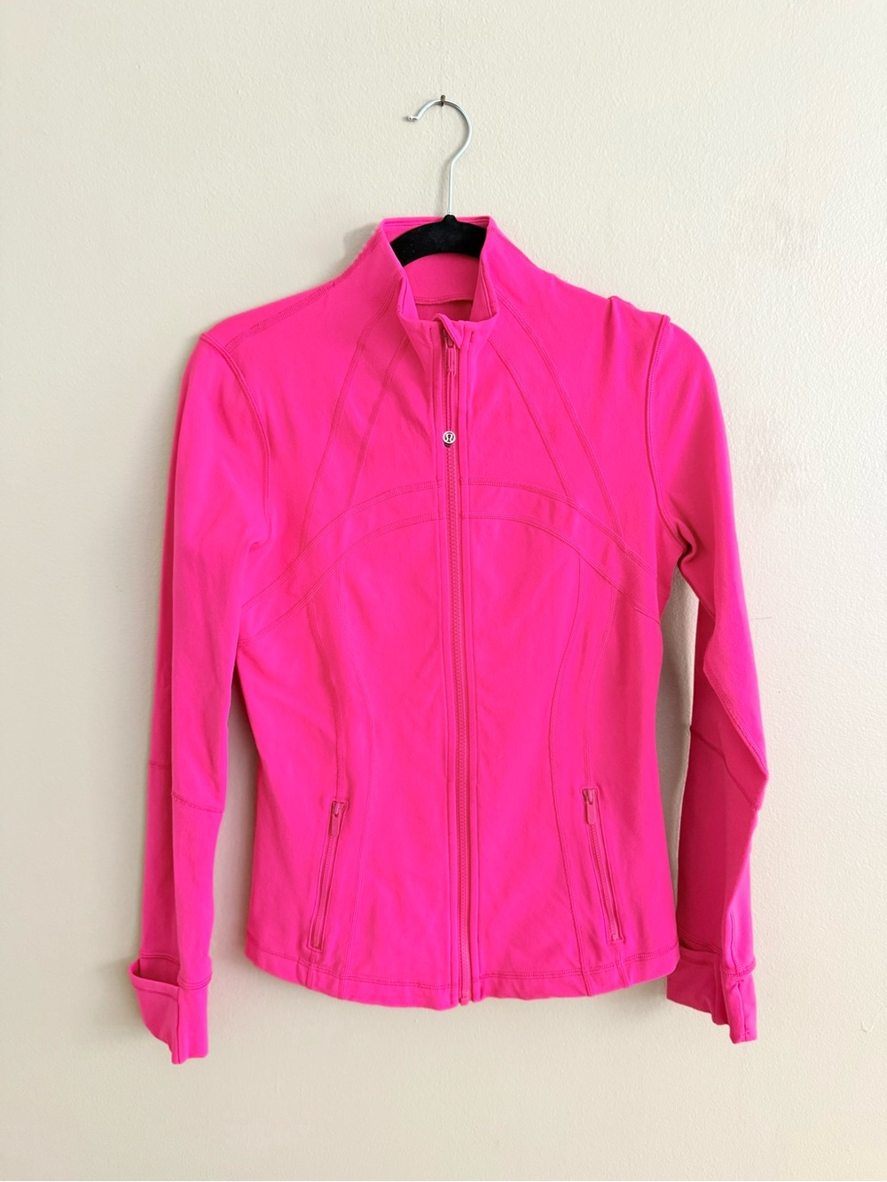 Lululemon Define Jacket Hot Pink Women Medium Full Zip Thumbholes Excellent